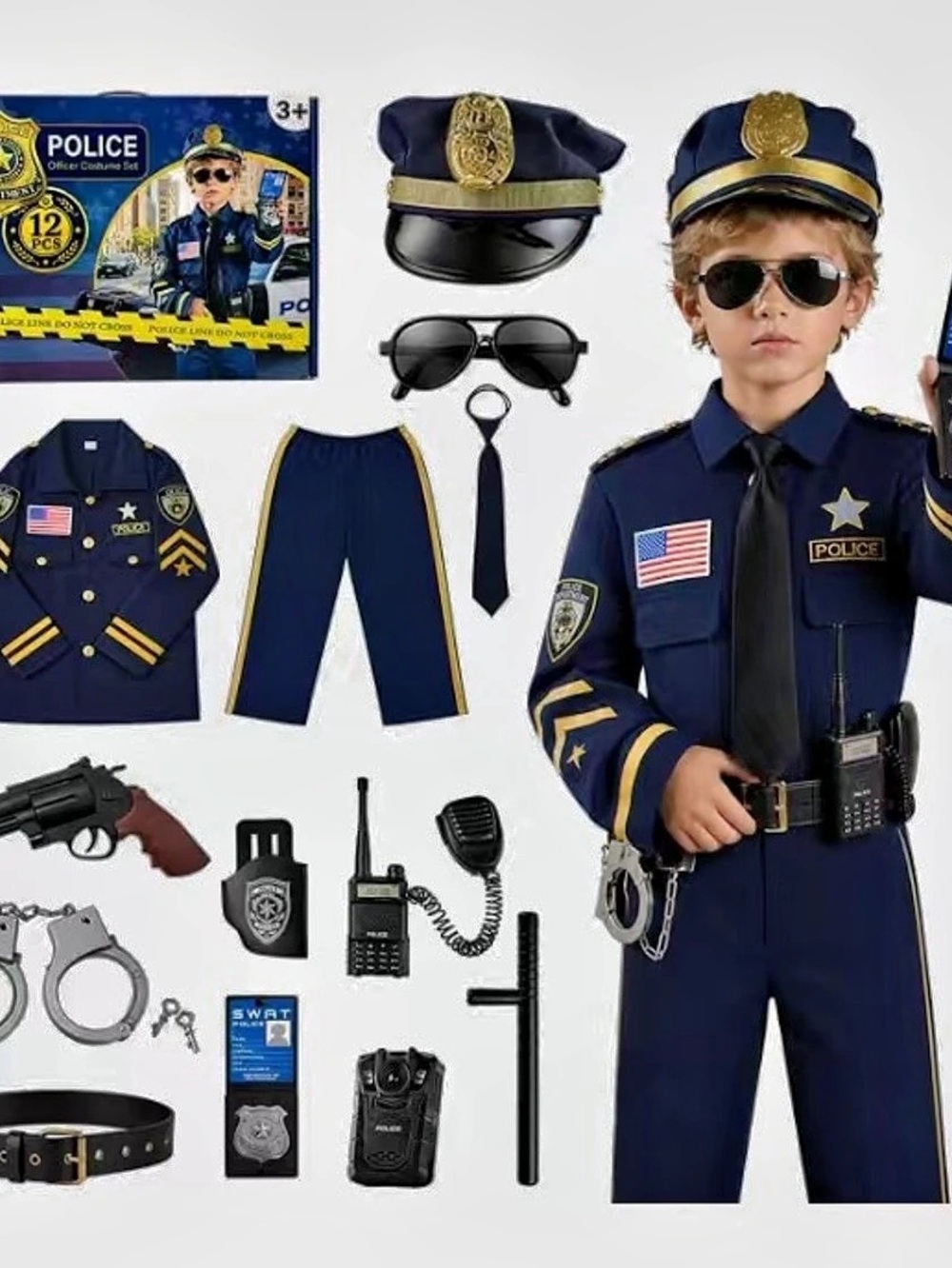 Police Costume for Kids, 12PCS Boys Police Officer Costume for Halloween brand n